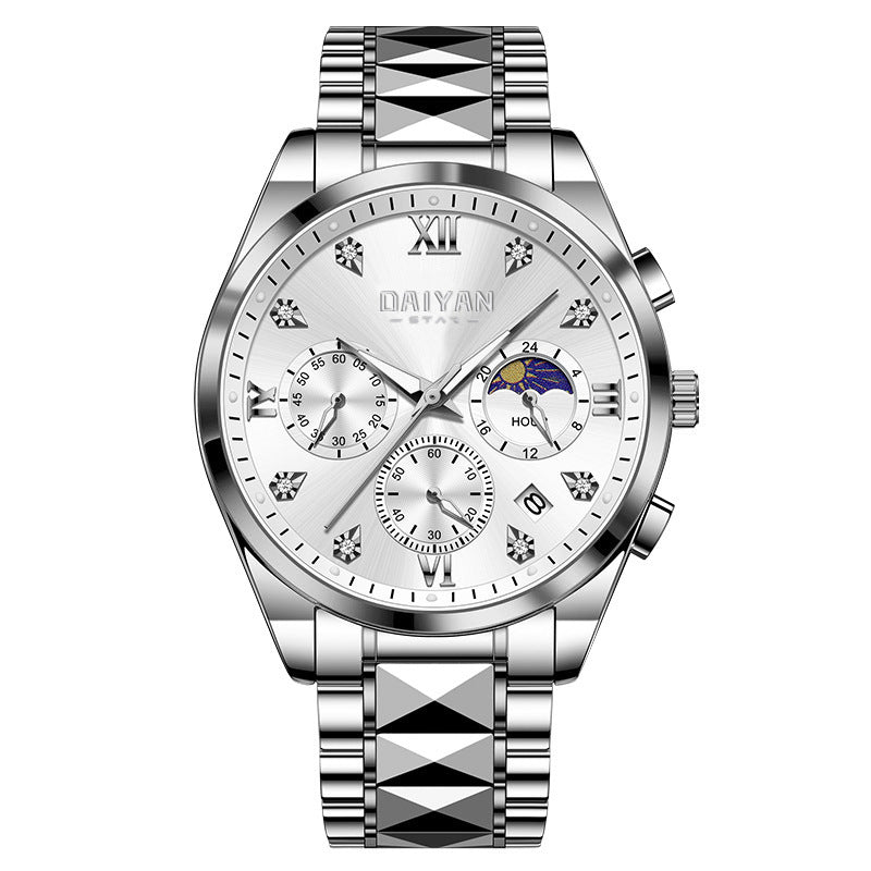 Swiss Mechanical Men’s Watch | Waterproof Moon Phase & Calendar
