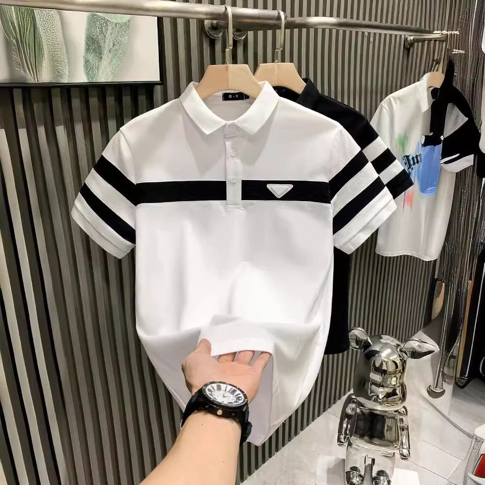 Striped Slim-Fit Polo Shirt – Trendy Summer Style for Men