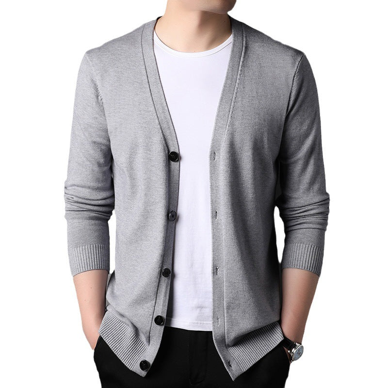 Men's Knitted Cardigan Youth Casual Solid Color Jacket