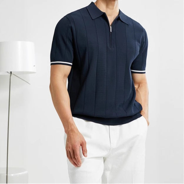 Men’s Ice Silk Polo Shirt – 2025 British Style Slim Fit Summer Wear