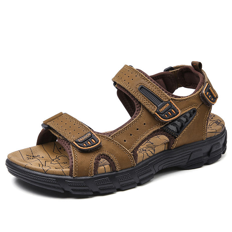 Men’s Summer Thick-Soled Cowhide Beach Sandals