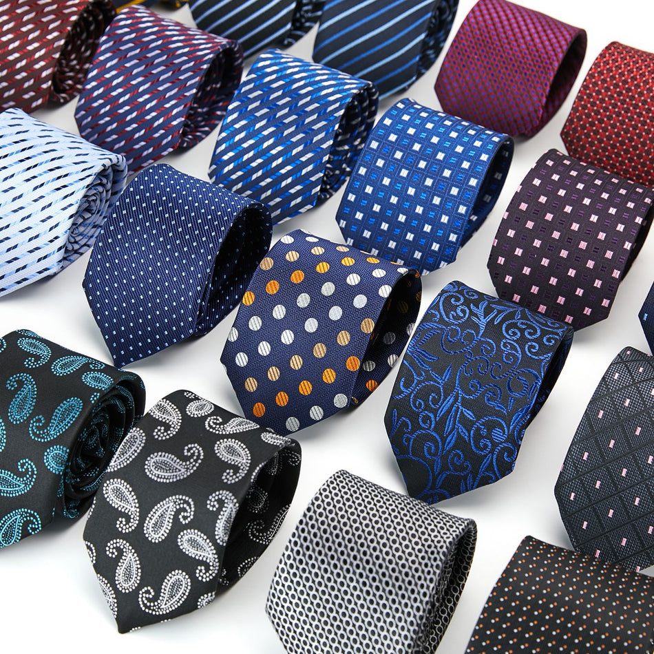 Men’s Striped Business Tie – 7.5cm Formal Jacquard Tie