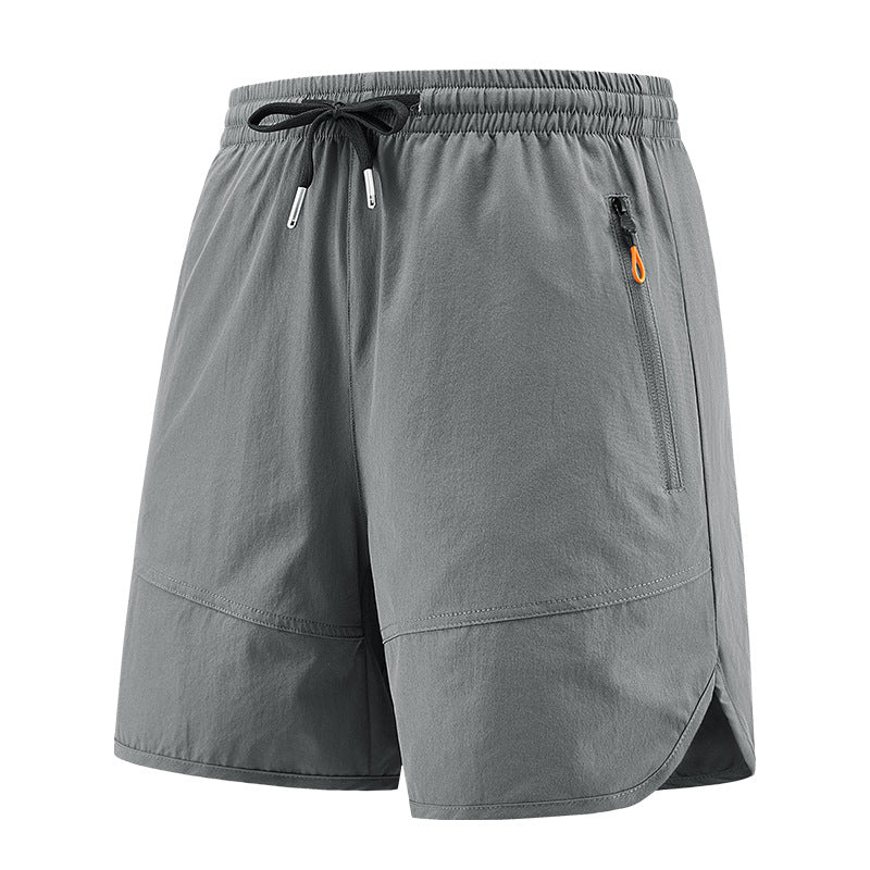 Men's Ice Silk Running Shorts with Breathable Spliced Mesh