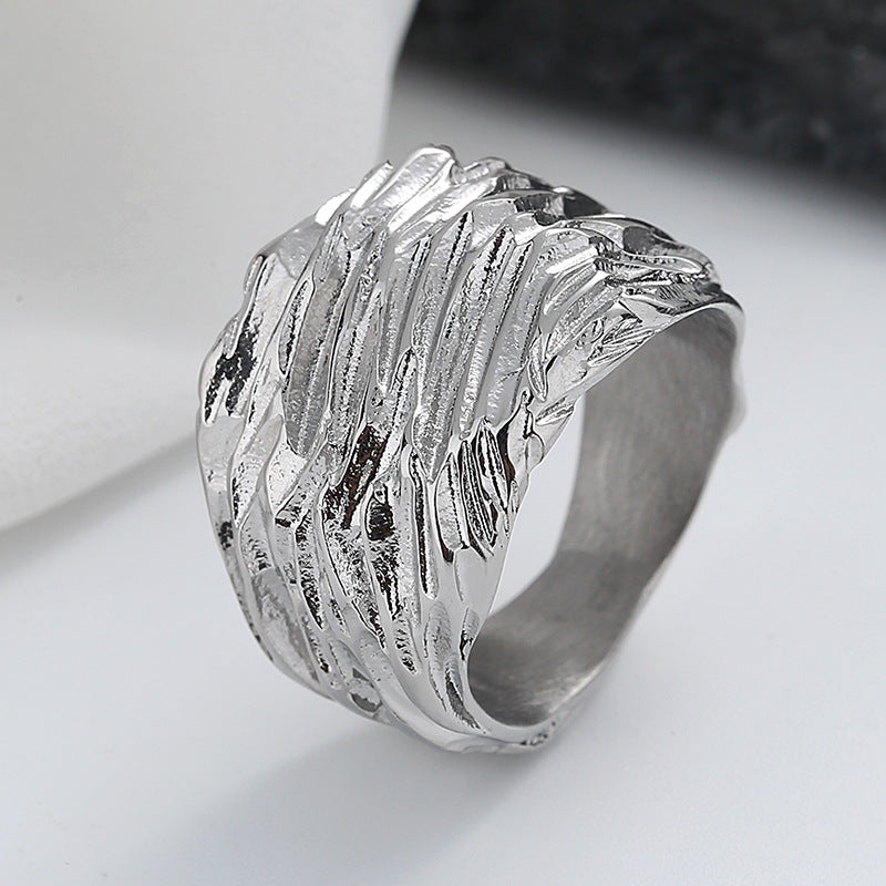 Knife Pattern Square Ring – Titanium Steel Men’s Ring