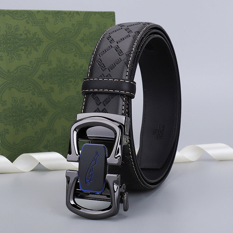 Genuine Leather Belt – Automatic Buckle, Fashionable & Durable