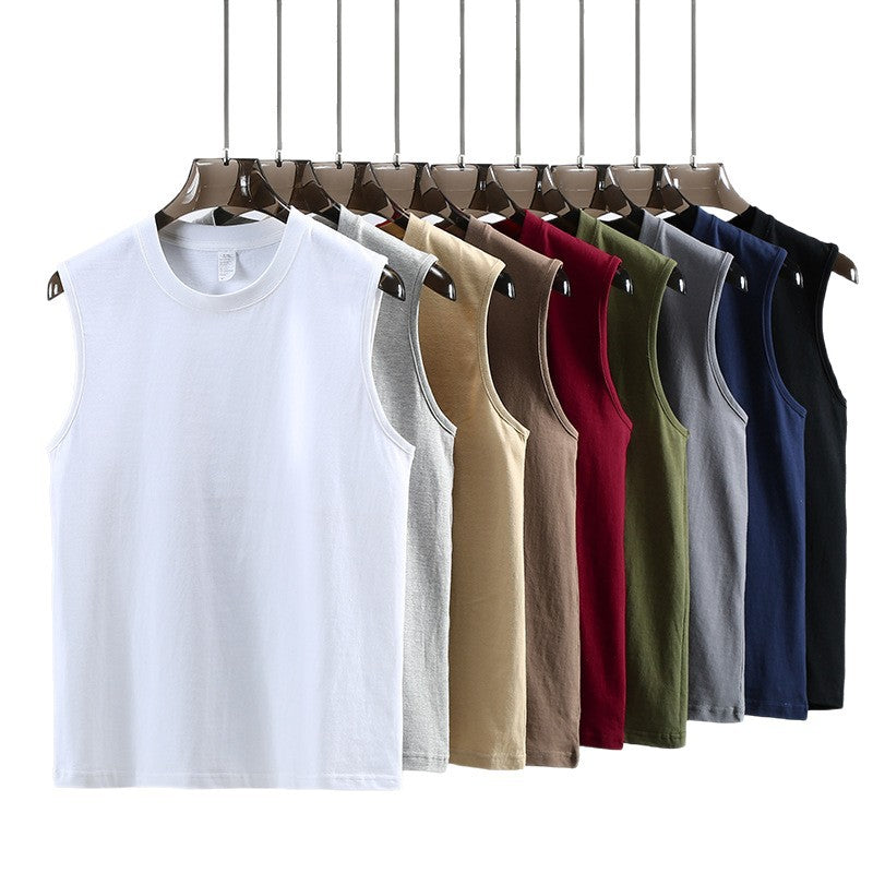 200g Cotton Sleeveless Hurdle Vest Men’s Loose Sports Tank Top