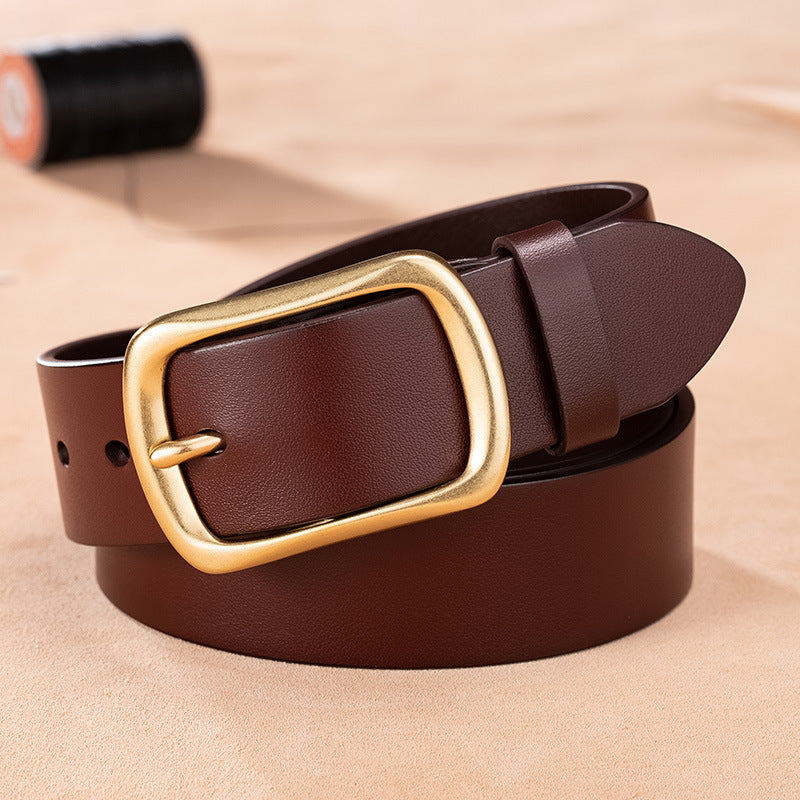 Top Layer Leather Men's Belt – Copper Pin Buckle Style