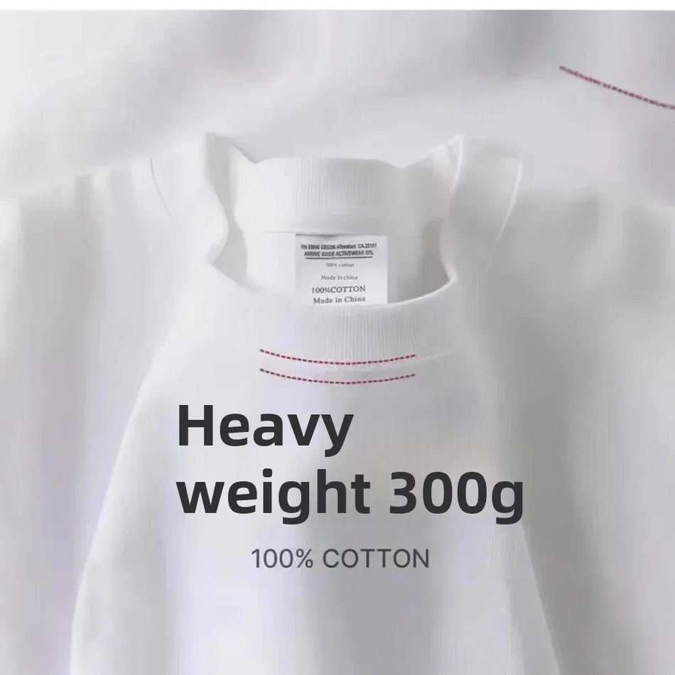 Premium 300g Cotton T-Shirt – Pure White & Durable