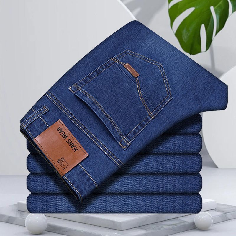 Men’s Elastic Loose Jeans – Thickened High Waist Workwear