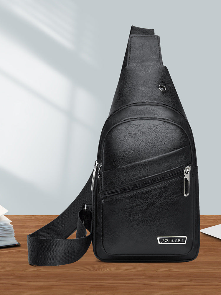 2024 Trend Men’s Soft Leather Waterproof Chest Bag