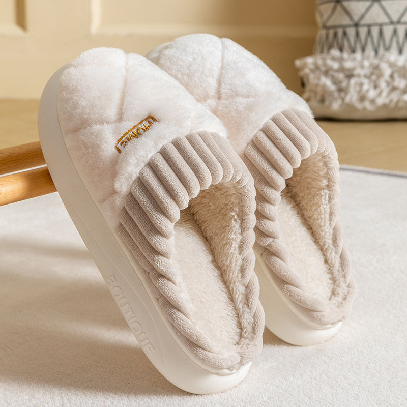 2024 Cotton Slippers for Men Thick-Soled Warm Indoor Slippers