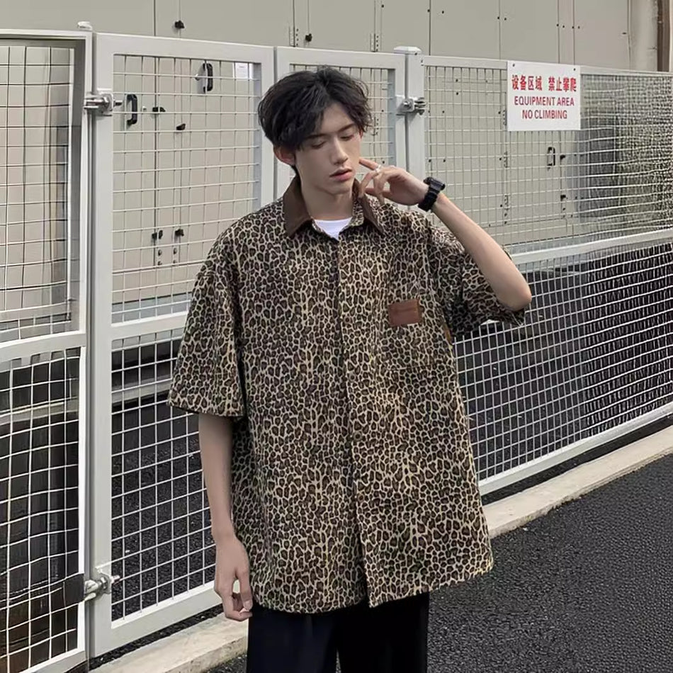 Leopard Print Shirt – American Style Summer Half Sleeve