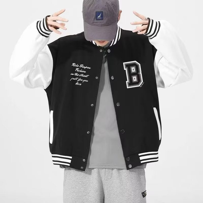 Men’s Spring & Autumn Jacket – Trendy American Baseball Coat