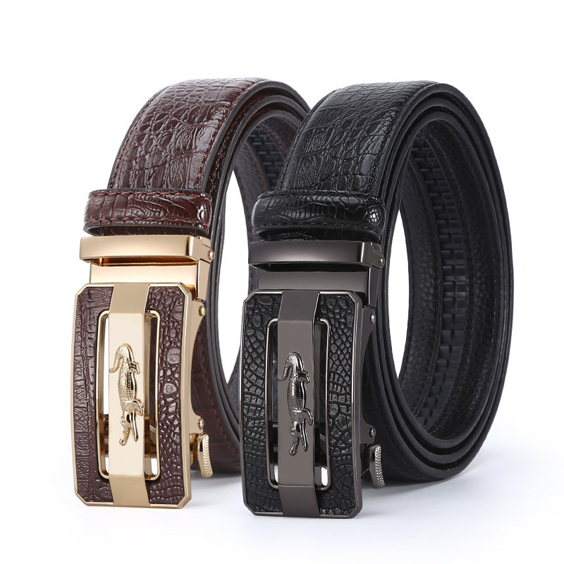 Youth Crocodile Belt – Alloy Auto Buckle for Men
