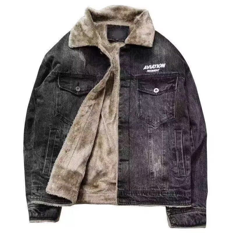 Korean Slim Men’s Cotton Jacket | Winter Embroidery Fur Collar