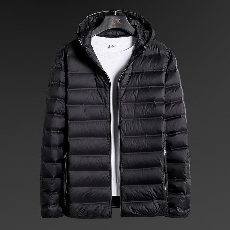 Men’s Lightweight Hooded Down Jacket Stand Collar 2023