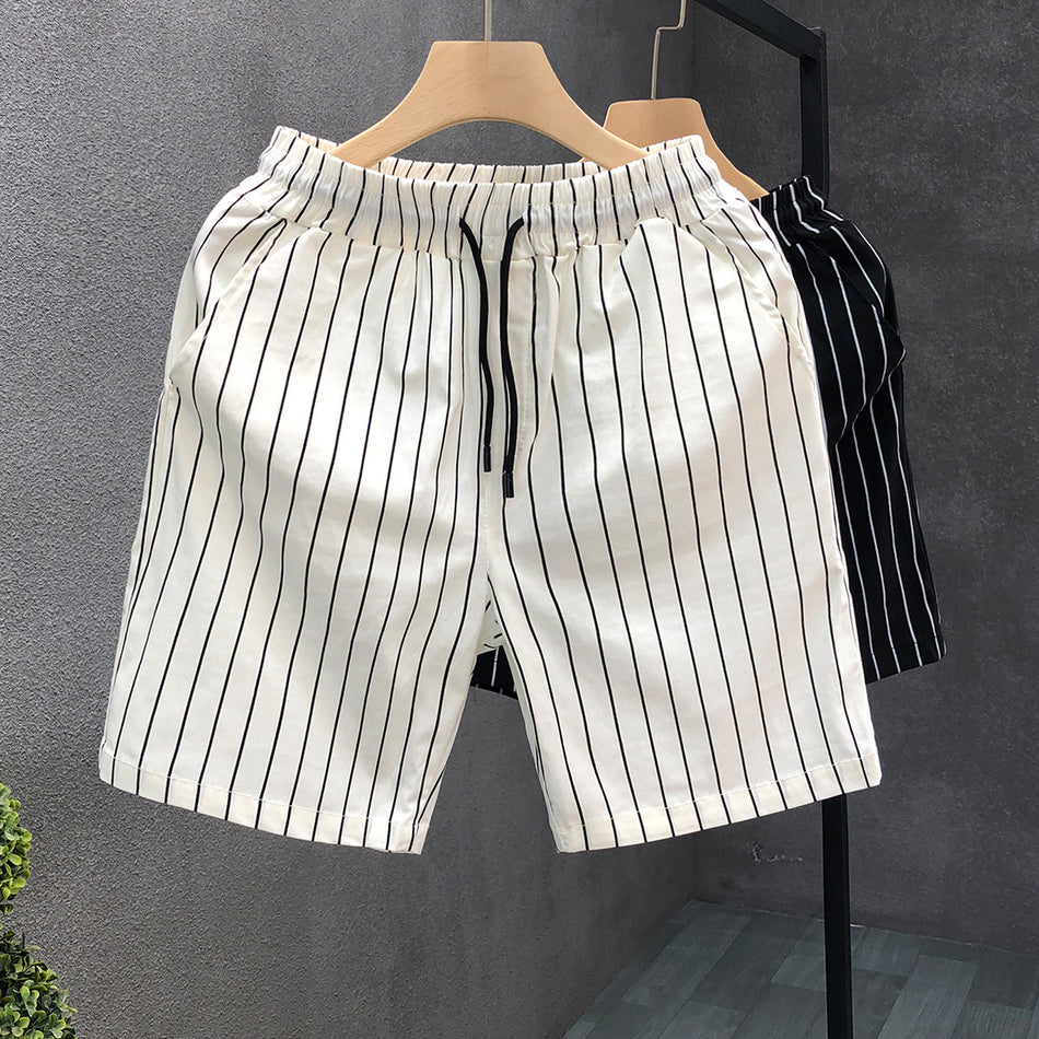 Men's 2024 Summer Striped Slim-Fit Shorts | Trendy Casual Outerwear Pants for Daily Fashion and Comfort