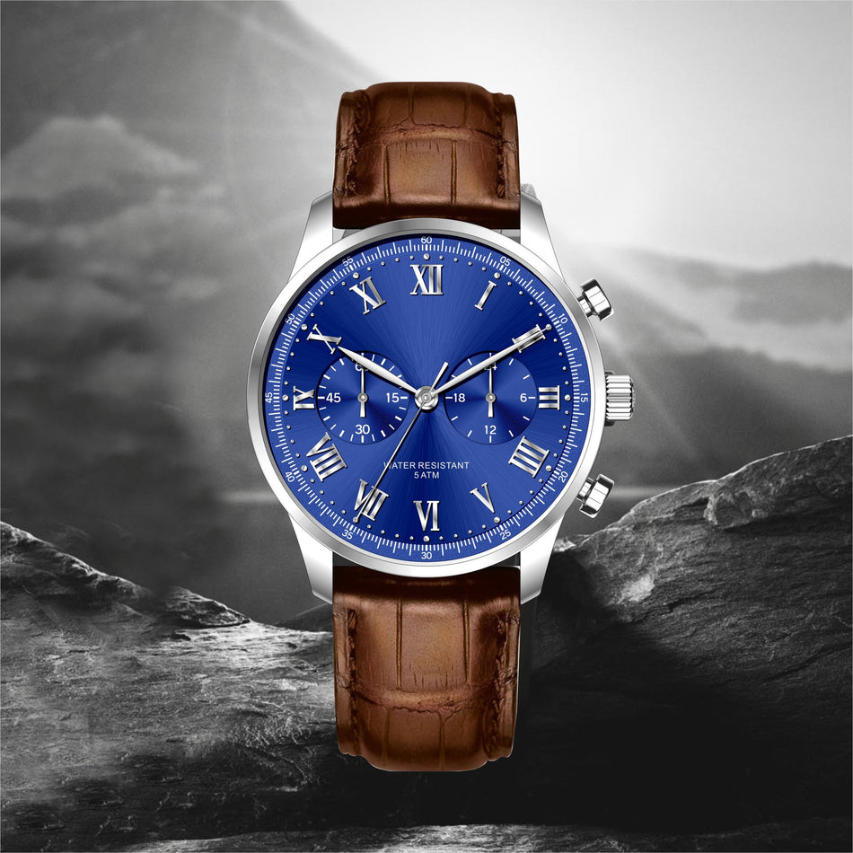 High-End Men’s Leather Strap Quartz Swiss Watch
