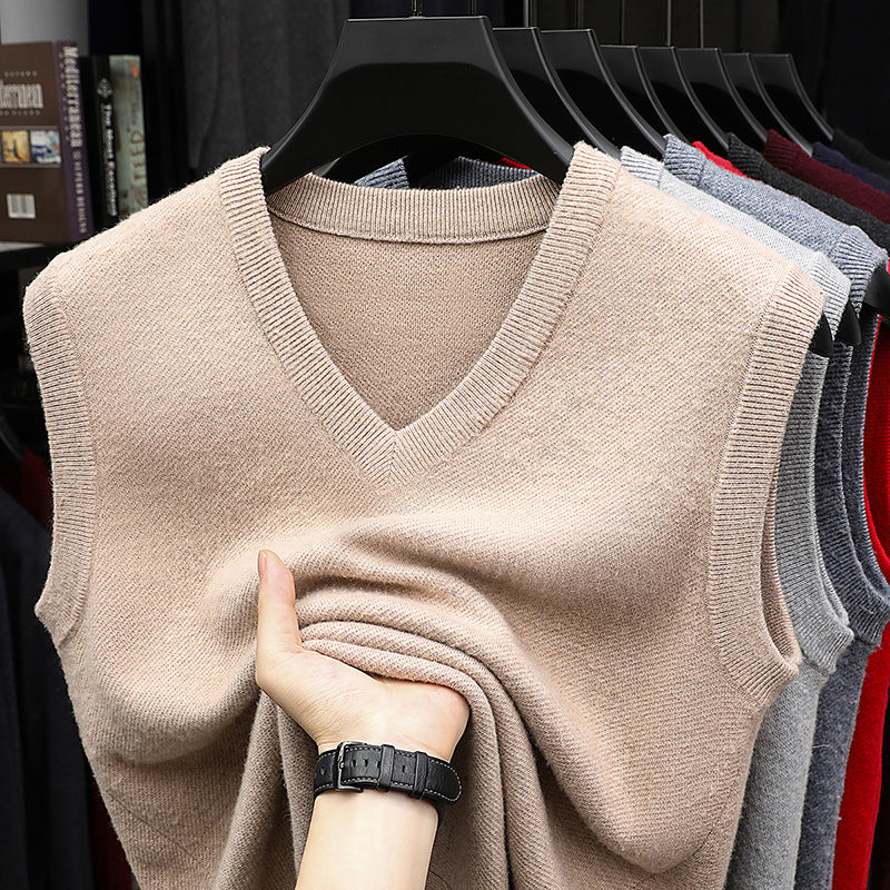 Men’s Wool Vest – Thick V-Neck Sweater Autumn Winter