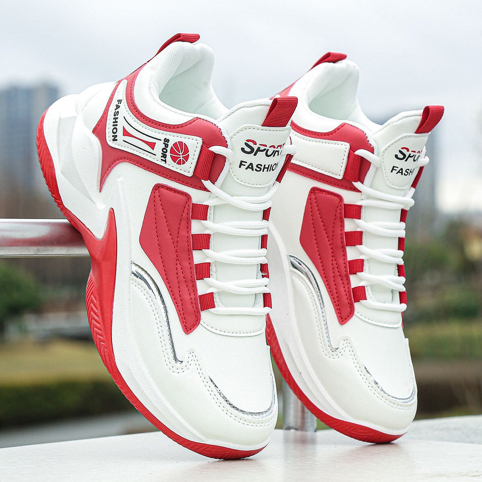 2025 Men’s High-Top Leather Basketball Shoes Red