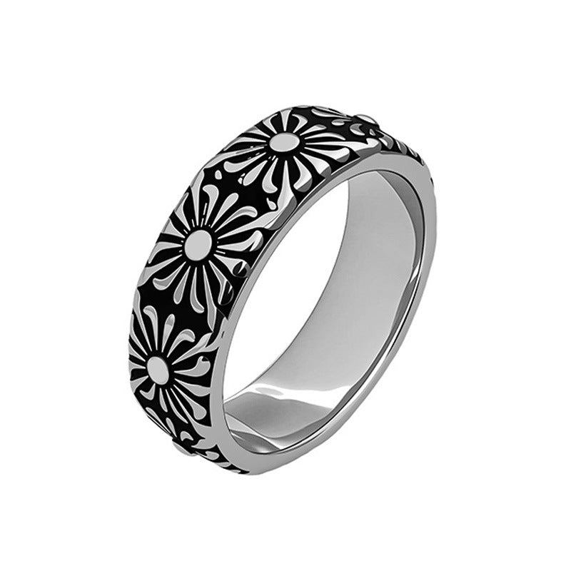 Titanium Steel Cross Ring – Bold Hip-Hop Style for Men