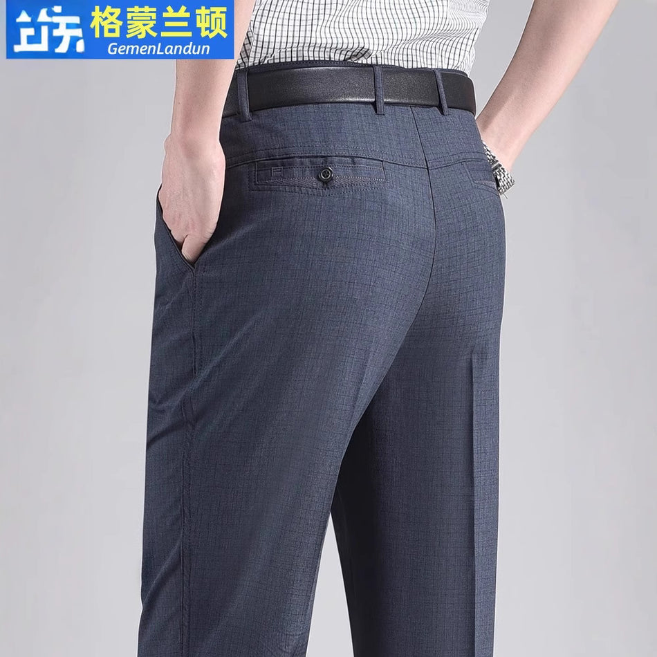 Men's Ice Silk Linen Pants – Summer Loose Fit for Dads