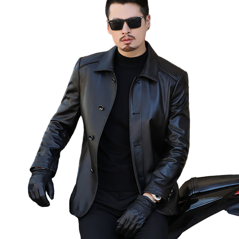 Haining Genuine Sheepskin Men's Leather Jacket | Autumn Winter Dad Style