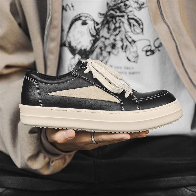 Men’s Cowhide Thick-Soled Height-Increasing Shoes