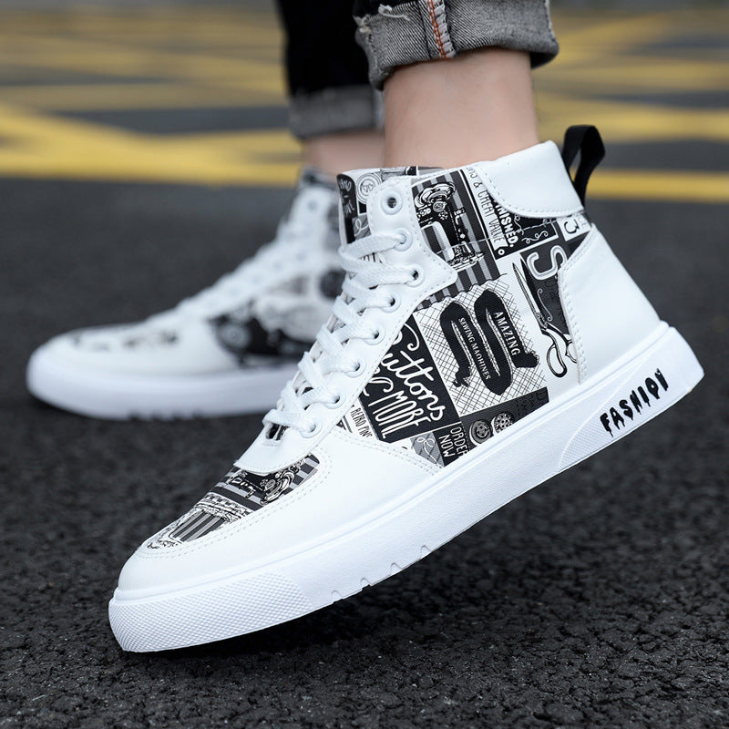 2024 Graffiti High-Top Men’s Shoes – Trendy Casual Sneakers