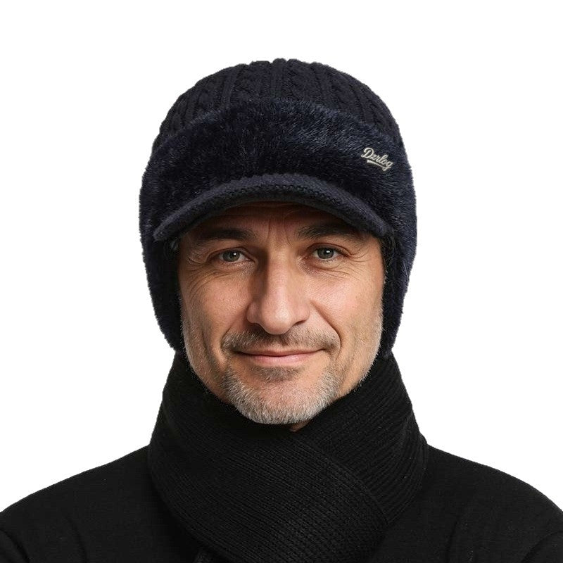 Men’s Winter Fleece-Lined Duckbill Knit Hat Warm Windproof