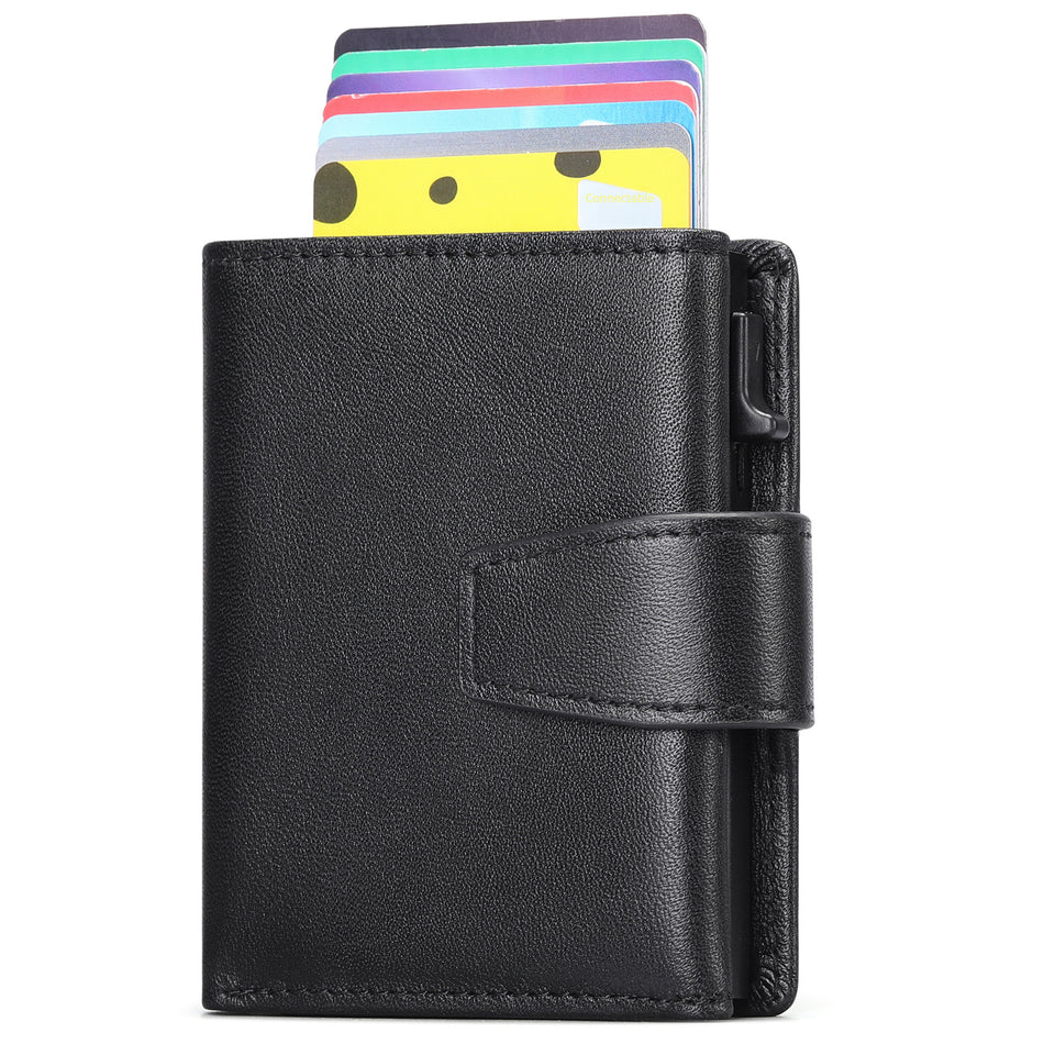 Genuine Leather Men’s Wallet – Cowhide & Aluminum Alloy Case