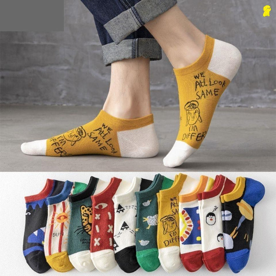 (Pack Of 10)-Men's Cotton Boat Socks – Anti-Odor, Thin & Breathable