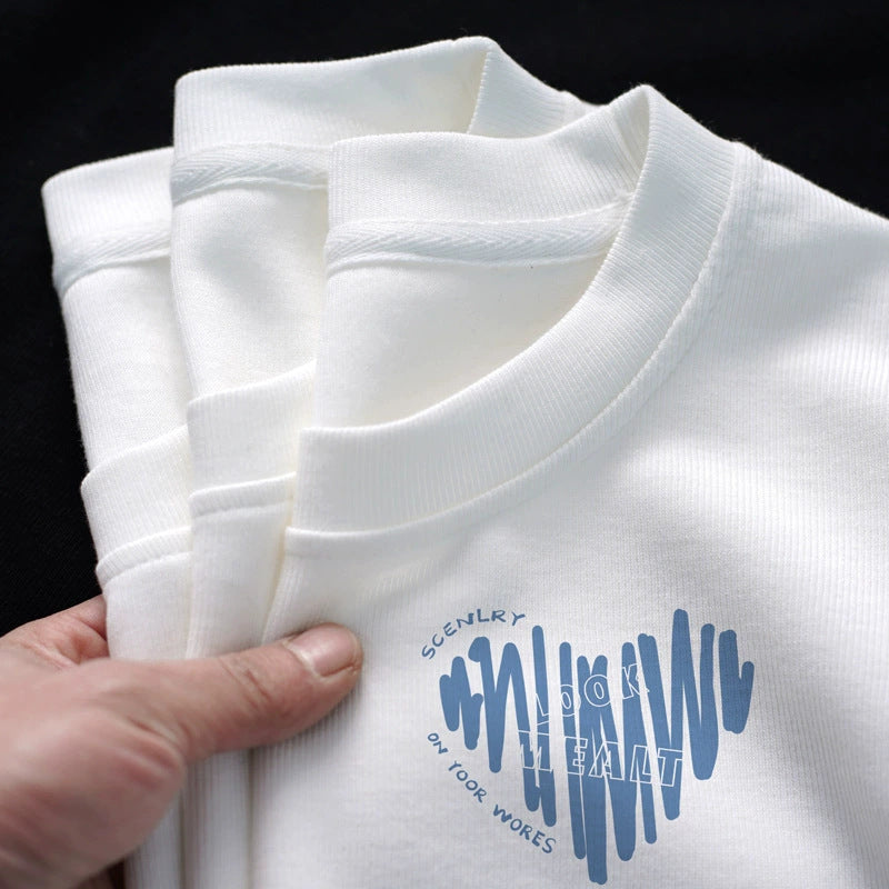 White Cotton Printed T-Shirt – Men’s Loose Summer Tee