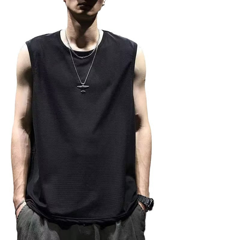 Men’s Ice Silk Mesh Vest – Breathable Cool Sleeveless T-Shirt