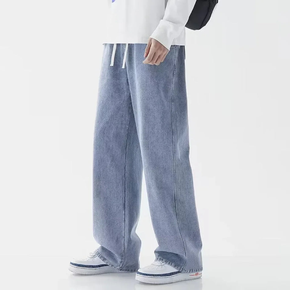 Men's Light Jeans – Drawstring Waist, Japanese Street Fit