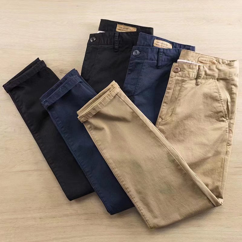 Men's Cotton Work Pants – Durable Twill, Loose Fit