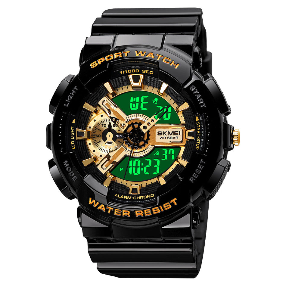 Time US Men’s Electronic Watch | Multifunctional Dual Movement Luminous Waterproof Student Sports Watch for Cross-Border Wholesale