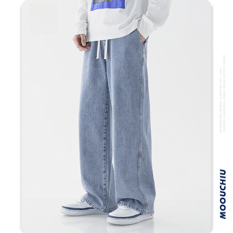 Men's Solid Color Jeans – Loose Straight Fit, Street Style