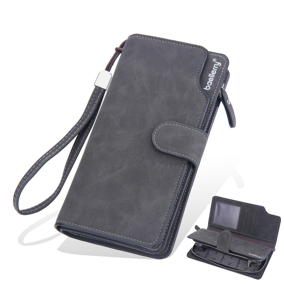 Baellerry Men’s Frosted Leather Zipper Wallet