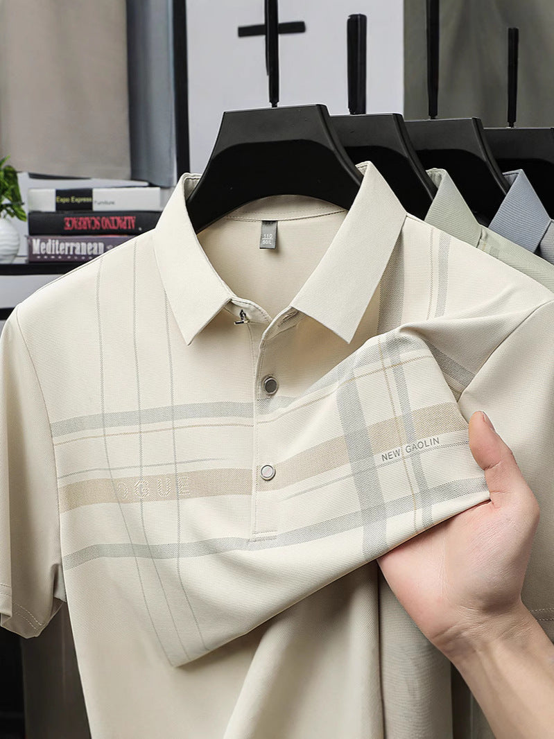 Dad’s Ice Silk Summer Short-Sleeve Collar T-Shirt
