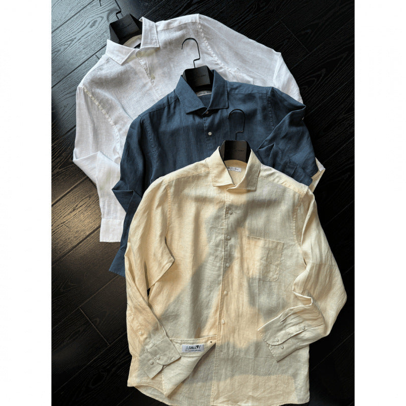 Linen Casual Lightweight Breathable Men’s Long Sleeve Shirt