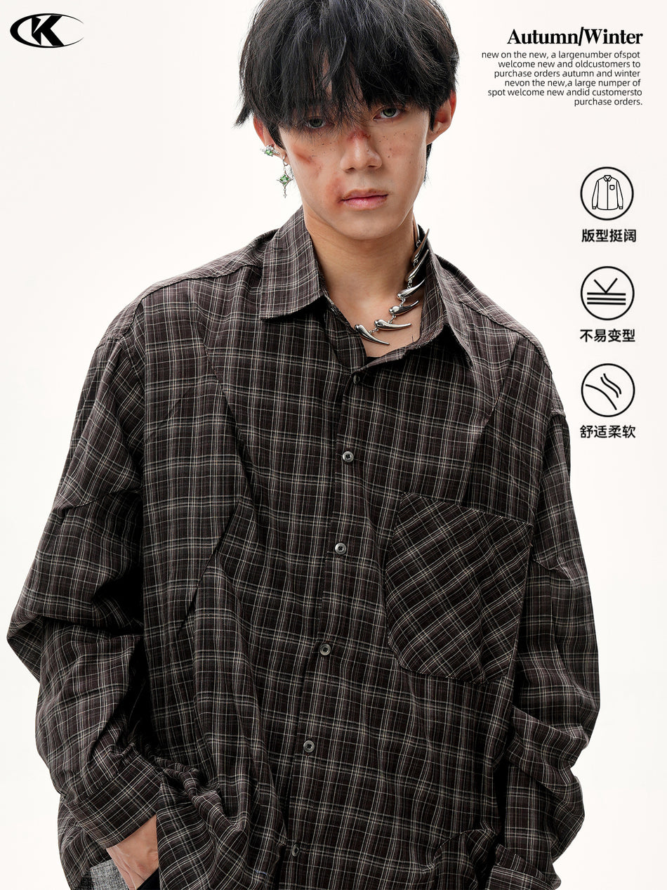 American Retro Cotton Plaid Long-Sleeve Shirt