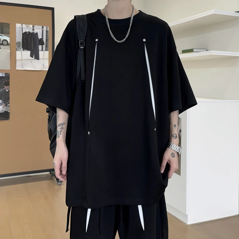 Men’s Liquid Ammonia Cotton Rivet T-Shirt Set – 2025 Summer Fashion