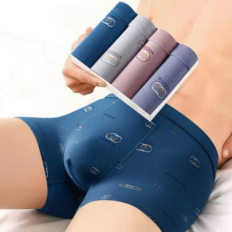 (4-Pack)-Cotton Boxer Shorts Breathable & Loose Fit for Men