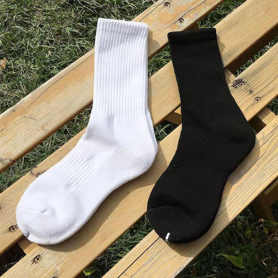 PACK OF 10 - Zhuji Unisex - Cotton Sports Socks Black White