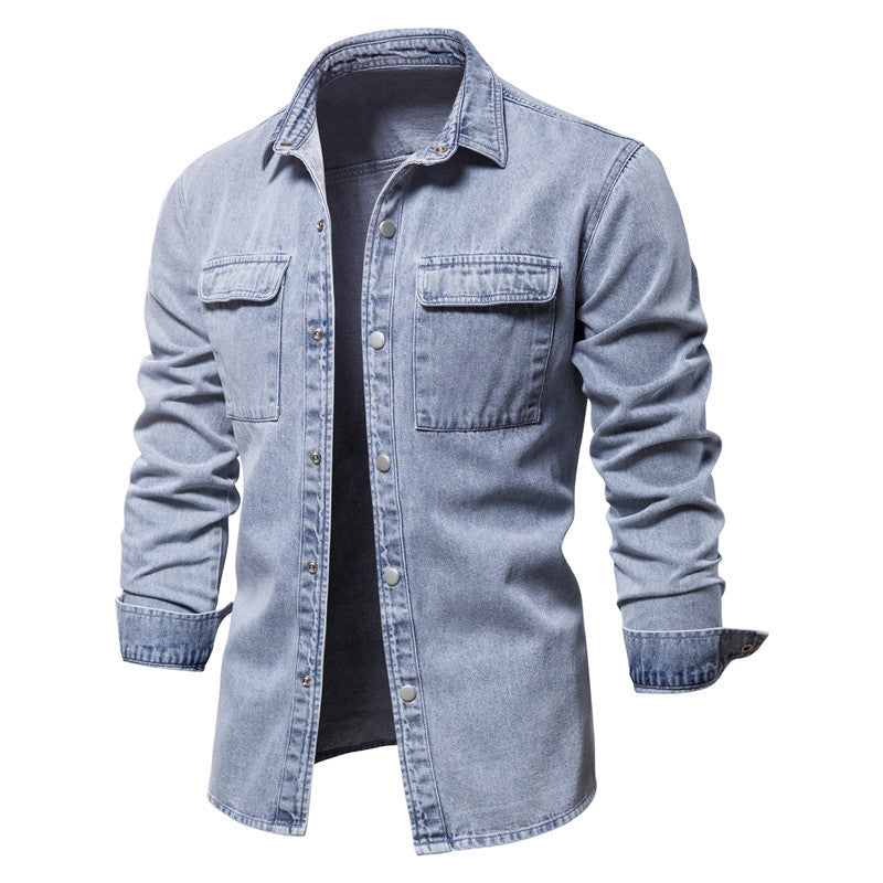 Washed Denim Jacket for Men – Casual Spring & Autumn Style