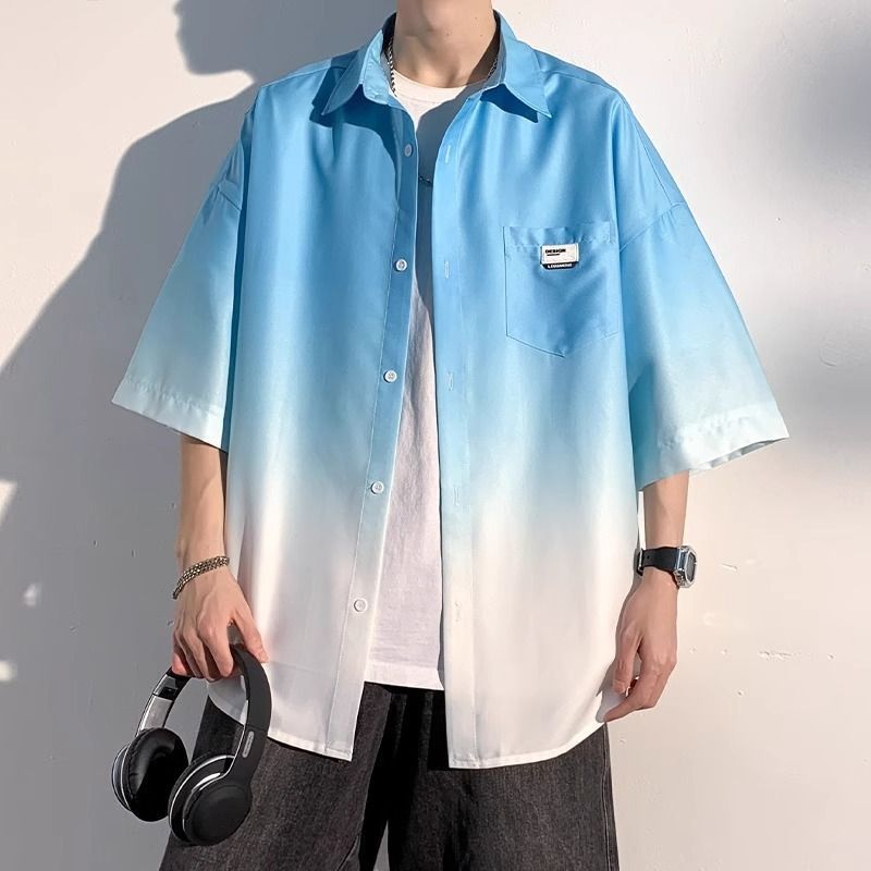 2025 Men’s Ice Silk Gradient Shirt Nepal