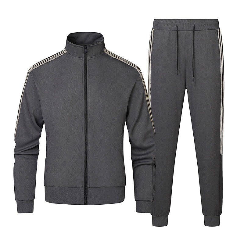 Men’s Spring & Autumn Sports Suit – Stand-Up Collar Running Sweatshirt & Pants