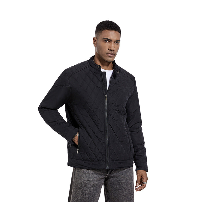 Autumn & Winter Cross-Border Men’s Lightweight Cotton Jacket – Casual Diamond Collar Fashion Coat
