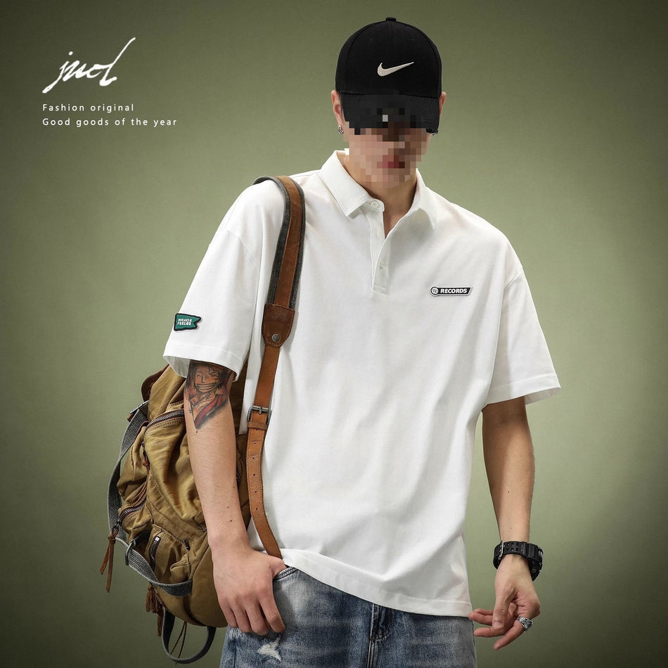 Men’s Heavyweight White Polo Shirt – Loose Fit American Style 2025
